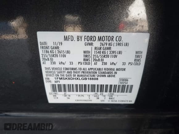 ✅ 2020 Ford Explorer XLT • VIN: 1FMSK8DHXLGB18808 • Lot: 43158205. Wystawiony na IAAI z przebiegiem 89 212 mil. Bezpłatny archiwum sprzedaży aukcyjnych z USA i szczegółowy raport historii pojazdu na DreamBid. Zdjęcie 9.