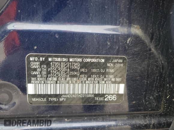 2017 Mitsubishi Outlander ES с VIN JA4AD2A31HZ015864, выставлен на аукционе Copart как лот 82339855 с пробегом Не указан миль и Чистый • Clean title. История ставок и продаж доступна на DreamBid. Изображение 14.