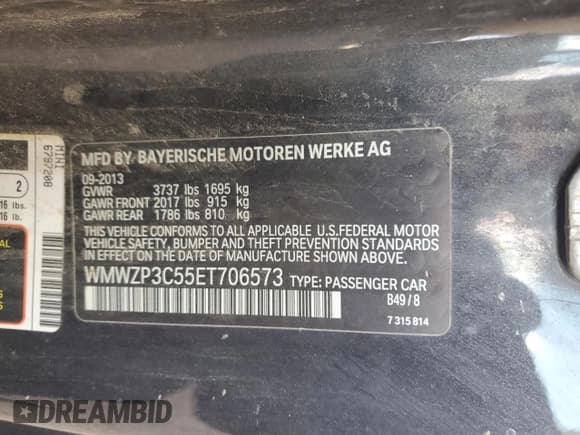 ✅ 2014 MINI Convertible S • VIN: WMWZP3C55ET706573 • Lot: 52325705. Listed on Copart with 125,076 mi. Free auction sales archive from the USA and detailed vehicle history report at DreamBid. Image 13.