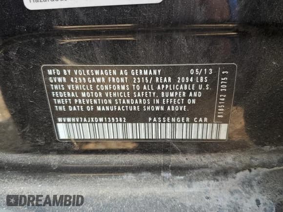 ✅ 2013 Volkswagen Golf GTI Driver's Edition • VIN: WVWHV7AJXDW139382 • Лот: 52128055. Опубликован ранее на Copart с пробегом 78 233 миль. Бесплатный доступ к архиву аукционных продаж из США и подробный отчёт об истории автомобиля на DreamBid. Изображение 15.