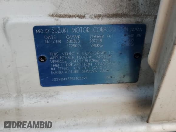 ✅ 2009 Suzuki SX4 AWD • VIN: JS2YB413395103397 • Lot: 80086035. Listed on Copart with 124,743 mi. Free auction sales archive from the USA and detailed vehicle history report at DreamBid. Image 12.