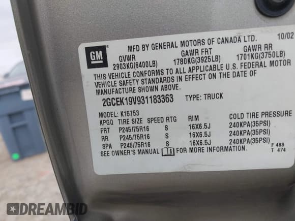 ✅ 2003 Chevrolet Silverado 1500 LS • VIN: 2GCEK19V931183363 • Lot: 43449090. Listed on IAAI with 210,872 mi. Free auction sales archive from the USA and detailed vehicle history report at DreamBid. Image 9.