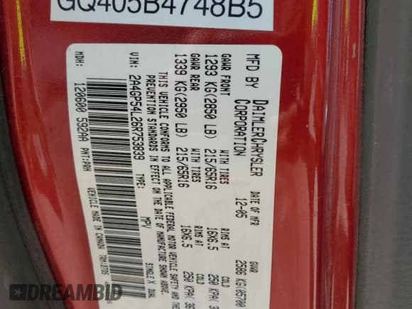 ✅ 2006 Chrysler Town & Country Touring • VIN: 2A4GP54L26R753839 • Lot: 89596855. Listed on Copart with 137,607 mi. Free auction sales archive from the USA and detailed vehicle history report at DreamBid. Image 13.