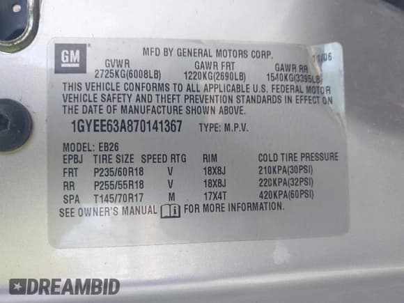 ✅ 2007 Cadillac SRX • VIN: 1GYEE63A870141367 • Lot: 43641067. Wystawiony na IAAI z przebiegiem 172 274 mil. Bezpłatny archiwum sprzedaży aukcyjnych z USA i szczegółowy raport historii pojazdu na DreamBid. Zdjęcie 9.