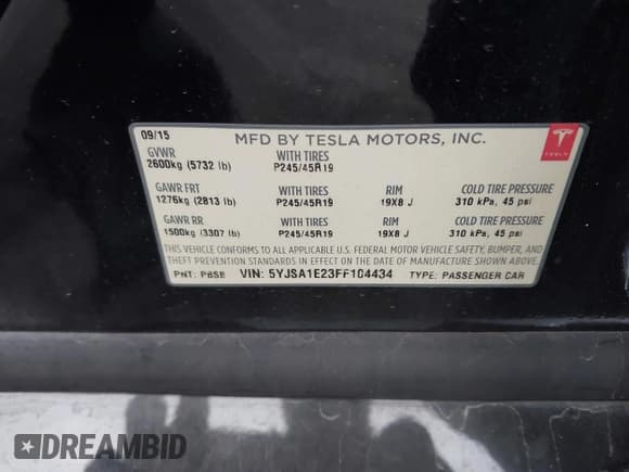 ✅ 2015 Tesla Model S 85D • VIN: 5YJSA1E23FF104434 • Лот: 43622961. Опубликован ранее на IAAI с пробегом 72 112 миль. Бесплатный доступ к архиву аукционных продаж из США и подробный отчёт об истории автомобиля на DreamBid. Изображение 9.