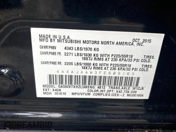 ✅ 2015 Mitsubishi Outlander Sport GT • VIN: 4A4AJ4AW3FE609163 • Lot: 79180164. Listed on Copart with 85,943 mi. Free auction sales archive from the USA and detailed vehicle history report at DreamBid. Image 10.