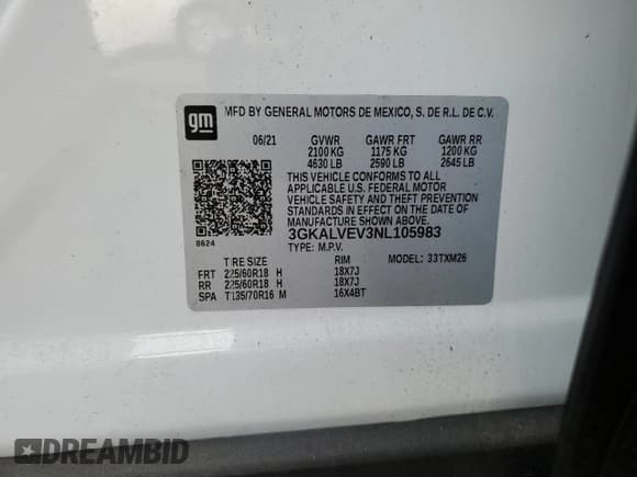 ✅ 2022 GMC Terrain SLT • VIN: 3GKALVEV3NL105983 • Lot: 93395475. Listed on Copart with 55,527 mi. Free auction sales archive from the USA and detailed vehicle history report at DreamBid. Image 12.