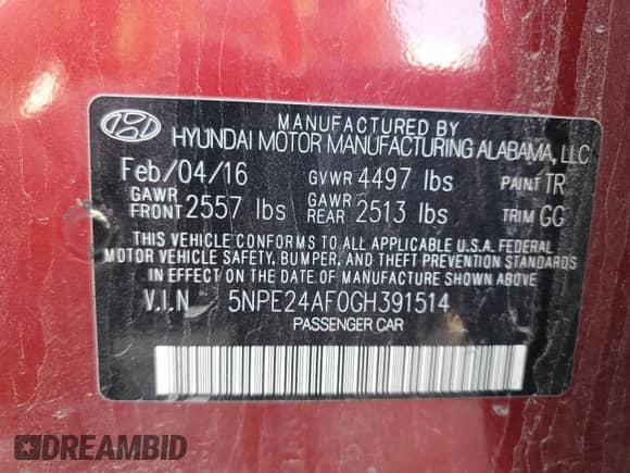 2016 Hyundai Sonata 2.4L z VIN 5NPE24AF0GH391514, wystawiony jako Copart lot #82214445 z przebiegiem 123 366 mil mil oraz Czysty tytuł • Clean title. Historia ofert i sprzedaży dostępna na DreamBid. Obrazek 12.