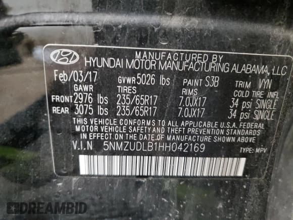 ✅ 2017 Hyundai Santa Fe 2.4L • VIN: 5NMZUDLB1HH042169 • Лот: 77500123. Опубликован ранее на Copart с пробегом 72 565 миль. Бесплатный доступ к архиву аукционных продаж из США и подробный отчёт об истории автомобиля на DreamBid. Изображение 14.