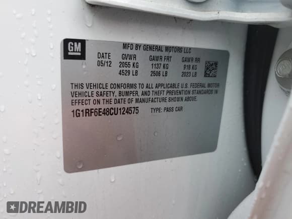 ✅ 2012 Chevrolet Volt • VIN: 1G1RF6E48CU124575 • Lot: 81822284. Wystawiony na Copart z przebiegiem 89 058 mil. Bezpłatny archiwum sprzedaży aukcyjnych z USA i szczegółowy raport historii pojazdu na DreamBid. Zdjęcie 12.