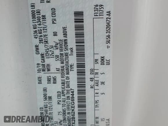 ✅ 2019 Ford F-250 XL • VIN: 1FT7X2B62KEG69447 • Lot: 92895725. Wystawiony na Copart z przebiegiem 42 282 mil. Bezpłatny archiwum sprzedaży aukcyjnych z USA i szczegółowy raport historii pojazdu na DreamBid. Zdjęcie 12.