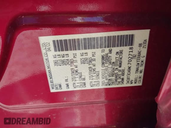 ✅ 2022 Nissan Rogue SL • VIN: 5N1BT3CA6NC702718 • Lot: 43217802. Wystawiony na IAAI z przebiegiem 83 021 mil. Bezpłatny archiwum sprzedaży aukcyjnych z USA i szczegółowy raport historii pojazdu na DreamBid. Zdjęcie 9.