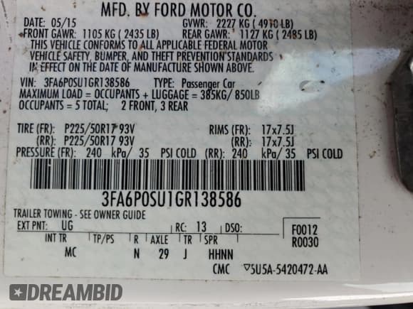 ✅ 2016 Ford Fusion Titanium • VIN: 3FA6P0SU1GR138586 • Lot: 86629175. Wystawiony na Copart z przebiegiem 173 789 mil. Bezpłatny archiwum sprzedaży aukcyjnych z USA i szczegółowy raport historii pojazdu na DreamBid. Zdjęcie 12.