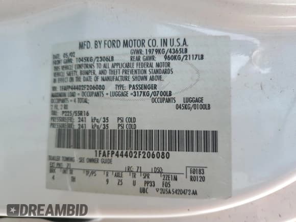 ✅ 2002 Ford Mustang Deluxe • VIN: 1FAFP44402F206080 • Лот: 69954824. Опубликован ранее на Copart с пробегом Не указан. Бесплатный доступ к архиву аукционных продаж из США и подробный отчёт об истории автомобиля на DreamBid. Изображение 12.