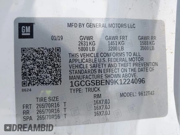 ✅ 2019 Chevrolet Colorado 2WD Work Truck • VIN: 1GCGSBEN9K1224096 • Лот: 42508462. Опубликован ранее на IAAI с пробегом 75 450 миль. Бесплатный доступ к архиву аукционных продаж из США и подробный отчёт об истории автомобиля на DreamBid. Изображение 9.