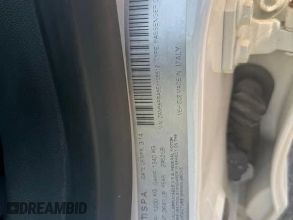 ✅ 2014 Maserati Quattroporte S Q4 • VIN: ZAM56RRA5E1106512 • Lot: 59744655. Wystawiony na Copart z przebiegiem 83 312 mil. Bezpłatny archiwum sprzedaży aukcyjnych z USA i szczegółowy raport historii pojazdu na DreamBid. Zdjęcie 10.