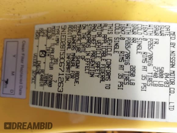 ✅ 2003 Nissan Xterra XE • VIN: 5N1ED28T53C671263 • Lot: 43776580. Wystawiony na IAAI z przebiegiem 279 982 mil. Bezpłatny archiwum sprzedaży aukcyjnych z USA i szczegółowy raport historii pojazdu na DreamBid. Zdjęcie 9.