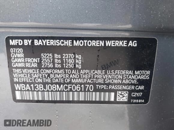 ✅ 2021 BMW 5 Series 530i xDrive • VIN: WBA13BJ08MCF06170 • Lot: 42227277. Listed on IAAI with 21,985 mi. Free auction sales archive from the USA and detailed vehicle history report at DreamBid. Image 9.