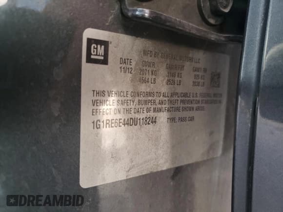 ✅ 2013 Chevrolet Volt • VIN: 1G1RE6E44DU118244 • Lot: 75639984. Wystawiony na Copart z przebiegiem 145 580 mil. Bezpłatny archiwum sprzedaży aukcyjnych z USA i szczegółowy raport historii pojazdu na DreamBid. Zdjęcie 13.