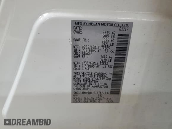 ✅ 2017 Infiniti QX60 • VIN: 5N1DL0MN9HC519536 • Лот: 93691275. Опубликован ранее на Copart с пробегом 152 496 миль. Бесплатный доступ к архиву аукционных продаж из США и подробный отчёт об истории автомобиля на DreamBid. Изображение 13.