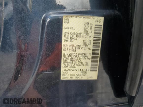 ✅ 2015 Nissan Frontier Pro-4X • VIN: 1N6AD0EV4FN714042 • Lot: 67707915. Listed on Copart with Not provided. Free auction sales archive from the USA and detailed vehicle history report at DreamBid. Image 13.