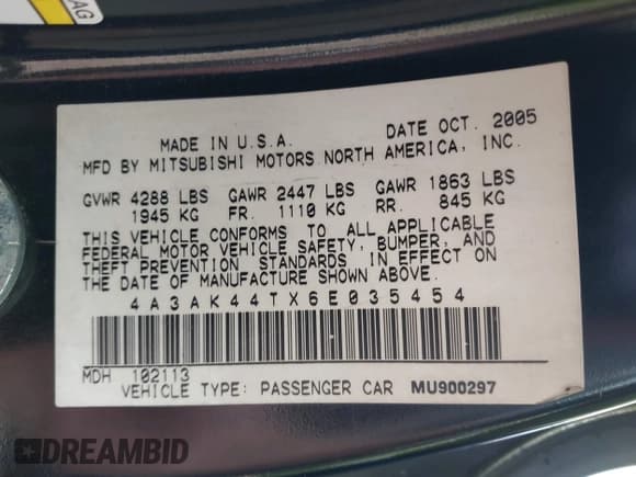 ✅ 2006 Mitsubishi Eclipse GT • VIN: 4A3AK44TX6E035454 • Lot: 42673570. Wystawiony na IAAI z przebiegiem 273 656 mil. Bezpłatny archiwum sprzedaży aukcyjnych z USA i szczegółowy raport historii pojazdu na DreamBid. Zdjęcie 9.