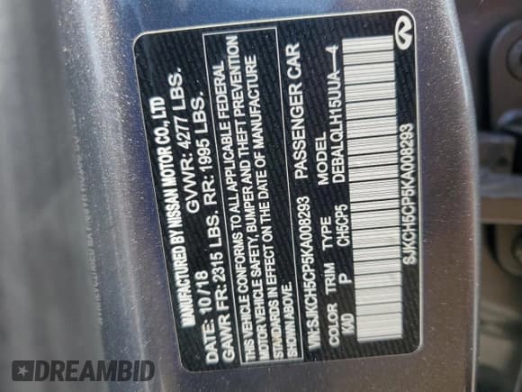 ✅ 2019 Infiniti QX30 Luxe • VIN: SJKCH5CP5KA008293 • Lot: 71894205. Wystawiony na Copart z przebiegiem 138 307 mil. Bezpłatny archiwum sprzedaży aukcyjnych z USA i szczegółowy raport historii pojazdu na DreamBid. Zdjęcie 12.