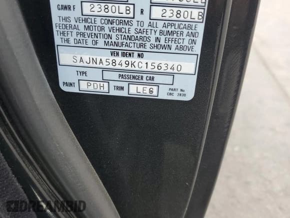 ✅ 1989 Jaguar XJS • VIN: SAJNA5849KC156340 • Lot: 81369415. Wystawiony na Copart z przebiegiem 82 457 mil. Bezpłatny archiwum sprzedaży aukcyjnych z USA i szczegółowy raport historii pojazdu na DreamBid. Zdjęcie 12.