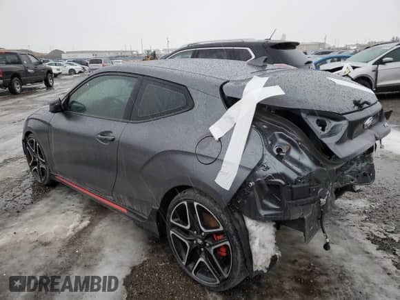 2021 Hyundai Veloster with VIN KMHT36AHXMU010881, listed as a Copart auction lot 87908305 with 25,683 mi miles and Salvage title. Bid and sale history available at DreamBid. Image 2.
