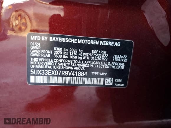 ✅ 2024 BMW X6 xDrive40i • VIN: 5UX33EX07R9V41884 • Лот: 71455465. Опубликован ранее на Copart с пробегом 9 278 миль. Бесплатный доступ к архиву аукционных продаж из США и подробный отчёт об истории автомобиля на DreamBid. Изображение 13.