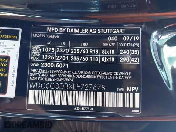 ✅ 2020 Mercedes-Benz GLC 300 • VIN: WDC0G8DBXLF727678 • Lot: 42599106. Wystawiony na IAAI z przebiegiem Nie podano. Bezpłatny archiwum sprzedaży aukcyjnych z USA i szczegółowy raport historii pojazdu na DreamBid. Zdjęcie 9.