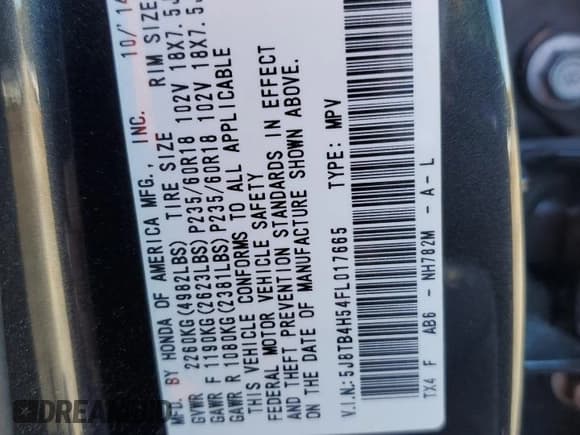 ✅ 2015 Acura RDX Technology • VIN: 5J8TB4H54FL017665 • Лот: 85663015. Опубликован ранее на Copart с пробегом 160 981 миль. Бесплатный доступ к архиву аукционных продаж из США и подробный отчёт об истории автомобиля на DreamBid. Изображение 12.