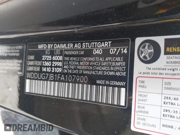 ✅ 2015 Mercedes-Benz S 63 AMG • VIN: WDDUG7JB1FA107900 • Лот: 41928069. Опубликован ранее на IAAI с пробегом Не указан. Бесплатный доступ к архиву аукционных продаж из США и подробный отчёт об истории автомобиля на DreamBid. Изображение 9.