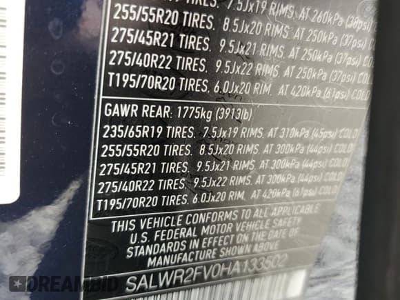 ✅ 2017 Land Rover Range Rover Sport HSE • VIN: SALWR2FV0HA133502 • Lot: 86496425. Listed on Copart with 100,230 mi. Free auction sales archive from the USA and detailed vehicle history report at DreamBid. Image 13.