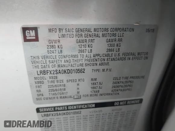 ✅ 2019 Buick Envision Essence • VIN: LRBFX2SA0KD010562 • Lot: 42424996. Listed on IAAI with 43,179 mi. Free auction sales archive from the USA and detailed vehicle history report at DreamBid. Image 9.