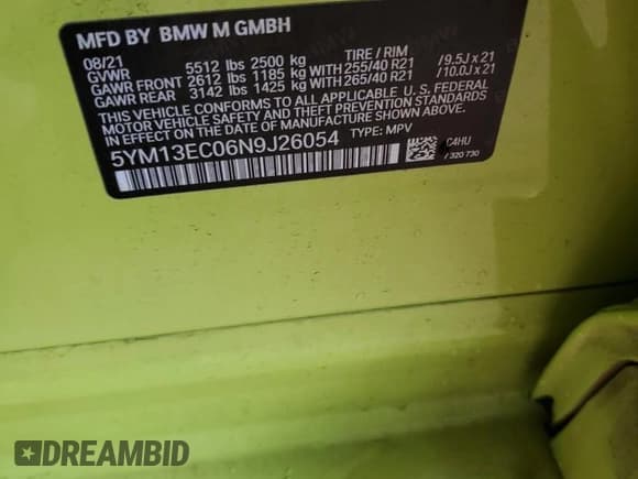 ✅ 2022 BMW X3 M • VIN: 5YM13EC06N9J26054 • Лот: 86467845. Опубликован ранее на Copart с пробегом 71 735 миль. Бесплатный доступ к архиву аукционных продаж из США и подробный отчёт об истории автомобиля на DreamBid. Изображение 13.