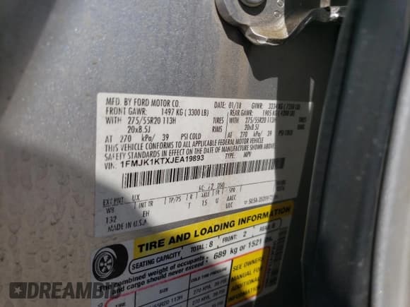 ✅ 2018 Ford Expedition Max Limited • VIN: 1FMJK1KTXJEA19893 • Lot: 70125375. Listed on Copart with 178,335 mi. Free auction sales archive from the USA and detailed vehicle history report at DreamBid. Image 14.