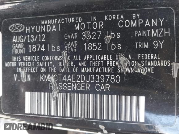 ✅ 2013 Hyundai Accent GLS • VIN: KMHCT4AE2DU339780 • Lot: 42051623. Wystawiony na IAAI z przebiegiem 172 128 mil. Bezpłatny archiwum sprzedaży aukcyjnych z USA i szczegółowy raport historii pojazdu na DreamBid. Zdjęcie 9.
