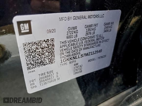 ✅ 2021 GMC Acadia AT4 • VIN: 1GKKNLLS7MZ112549 • Lot: 95575975. Wystawiony na Copart z przebiegiem 7 984 mil. Bezpłatny archiwum sprzedaży aukcyjnych z USA i szczegółowy raport historii pojazdu na DreamBid. Zdjęcie 12.