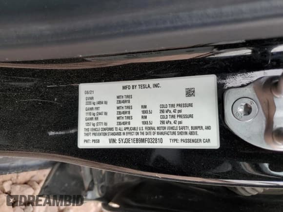 ✅ 2021 Tesla Model 3 Long Range • VIN: 5YJ3E1EB9MF032810 • Lot: 50865535. Wystawiony na Copart z przebiegiem 69 754 mil. Bezpłatny archiwum sprzedaży aukcyjnych z USA i szczegółowy raport historii pojazdu na DreamBid. Zdjęcie 14.