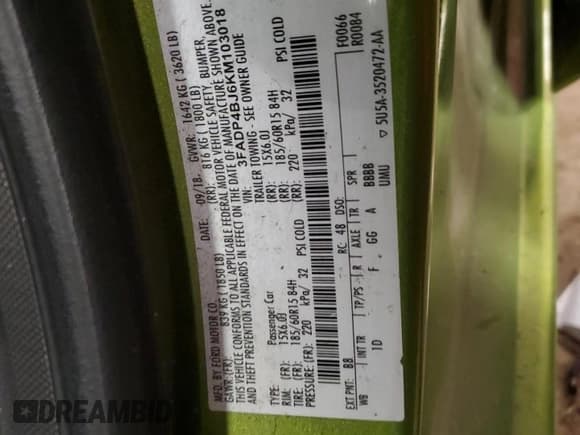 ✅ 2019 Ford Fiesta SE • VIN: 3FADP4BJ6KM103018 • Lot: 90023085. Wystawiony na Copart z przebiegiem 85 465 mil. Bezpłatny archiwum sprzedaży aukcyjnych z USA i szczegółowy raport historii pojazdu na DreamBid. Zdjęcie 12.