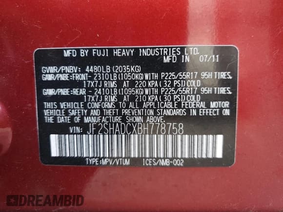 ✅ 2011 Subaru Forester X Premium • VIN: JF2SHADCXBH778758 • Lot: 84277535. Listed on Copart with 117,159 mi. Free auction sales archive from the USA and detailed vehicle history report at DreamBid. Image 14.