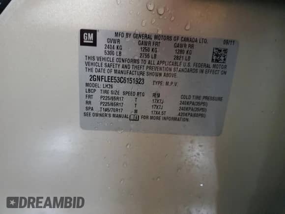 ✅ 2012 Chevrolet Equinox 1LT • VIN: 2GNFLEE53C6151923 • Lot: 84782245. Listed on Copart with 158,802 mi. Free auction sales archive from the USA and detailed vehicle history report at DreamBid. Image 13.