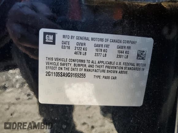 ✅ 2016 Chevrolet Impala LT • VIN: 2G1105SA9G9169255 • Lot: 87004535. Listed on Copart with 140,562 mi. Free auction sales archive from the USA and detailed vehicle history report at DreamBid. Image 12.