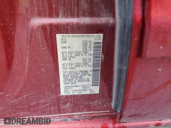 ✅ 2017 Nissan Frontier Pro-4X • VIN: 1N6DD0EV9HN716773 • Lot: 72093585. Wystawiony na Copart z przebiegiem 36 681 mil. Bezpłatny archiwum sprzedaży aukcyjnych z USA i szczegółowy raport historii pojazdu na DreamBid. Zdjęcie 13.