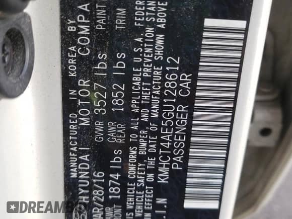 ✅ 2016 Hyundai Accent SE • VIN: KMHCT4AE5GU128612 • Лот: 73449292. Размещён на Copart с пробегом 114 498 миль миль. Получите бесплатный доступ к архиву аукционных продаж из США и посмотрите подробный отчёт об истории автомобиля на DreamBid. Изображение 12.