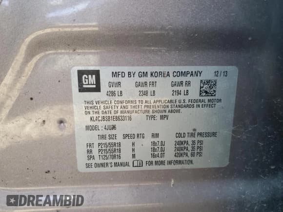 ✅ 2014 Buick Encore Convenience • VIN: KL4CJBSB1EB633116 • Лот: 84395695. Опубликован ранее на Copart с пробегом 158 941 миль. Бесплатный доступ к архиву аукционных продаж из США и подробный отчёт об истории автомобиля на DreamBid. Изображение 13.