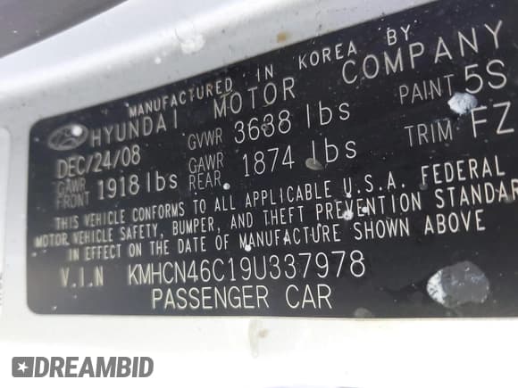 ✅ 2009 Hyundai Accent Auto GLS • VIN: KMHCN46C19U337978 • Лот: 41714844. Опубликован ранее на IAAI с пробегом 164 810 миль. Бесплатный доступ к архиву аукционных продаж из США и подробный отчёт об истории автомобиля на DreamBid. Изображение 9.