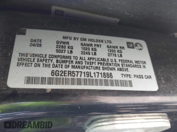 ✅ 2009 Pontiac G8 • VIN: 6G2ER57719L171886 • Лот: 42966197. Опубликован ранее на IAAI с пробегом 189 429 миль. Бесплатный доступ к архиву аукционных продаж из США и подробный отчёт об истории автомобиля на DreamBid. Изображение 9.