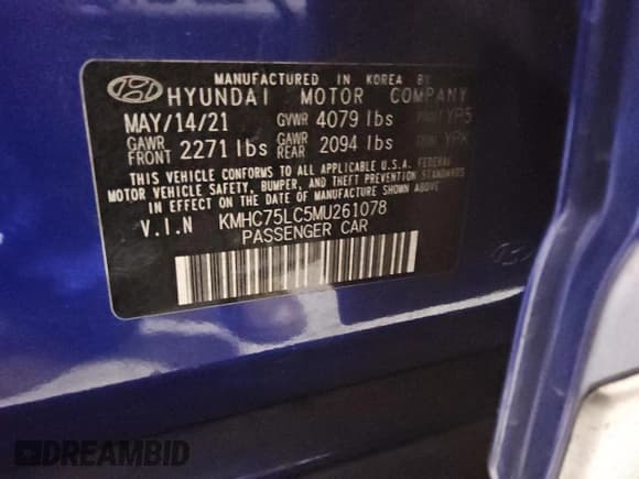 ✅ 2021 Hyundai Ioniq SE • VIN: KMHC75LC5MU261078 • Lot: 52947955. Wystawiony na Copart z przebiegiem 133 525 mil. Bezpłatny archiwum sprzedaży aukcyjnych z USA i szczegółowy raport historii pojazdu na DreamBid. Zdjęcie 13.